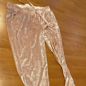Pink velvet joggers